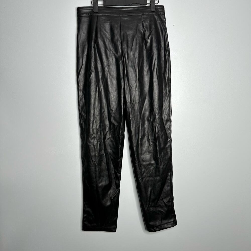 Princess Polly Women's High Waisted Black Faux Leather Straight Leg Pants Size 8 - Picture 8 of 10